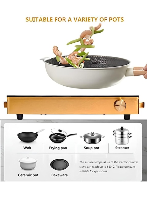 Generic Infrared Cooker Single Hot Plate with Digital Display Temperature AdjustmentLightweight, Portable,  Gold Aluminium Design