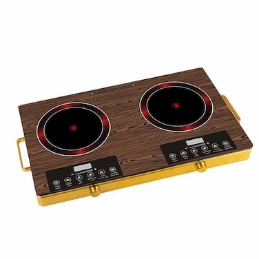 Double Infrared Cooker 3500W with Digital LED Display High Power Dual Burner Cooktop, 10 Temp Levels, Safety Lock, Timer, Scratch-Resistant Ceramic Surface, Magnetic Cookware