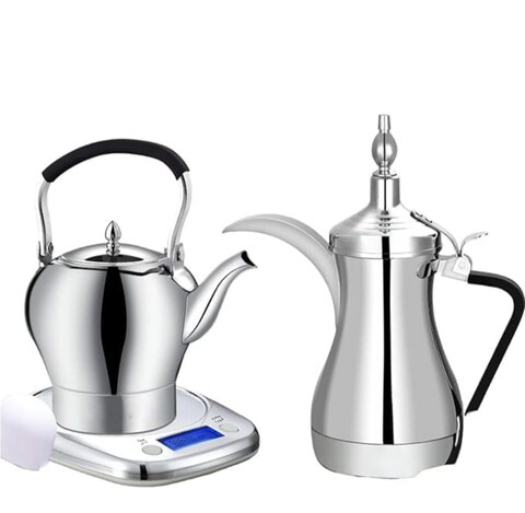 Dealio Arabic Coffee Maker with Tea Kettle Tea Maker with Digital Display Stainless Steel - 1000W, 1000mL Capacity- Dual Function for Coffee, Tea Perfect for Breakfast & Tea Time