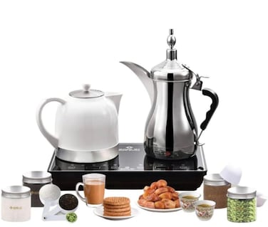 Dealio Arabic Coffee Maker with Tea Maker Stainless Steel  Digital Display - 1000W, 1L Capacity for Both Dual Function for Coffee, Karak Tea for Breakfast & Tea Time