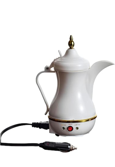 Portable USB Coffee Maker for Cars - 400mL Capacity, White &amp; Gold Design - Compact, Travel-Friendly, and Perfect for On-the-Go Coffee Lovers