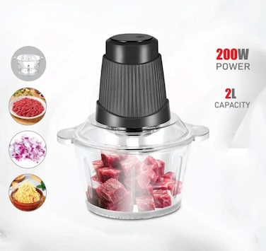 Heavy Duty Electric Chopper, Mincer &amp; Blender   2L Heavy Stainless Steel Blades   Compact &amp; Powerful for Vegetables, Meat, Nuts, and More   Easy to Clean