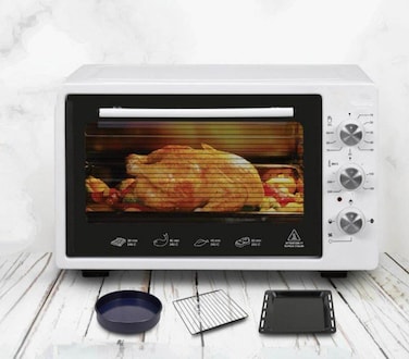 Electric Oven 36L 1300W Countertop Toaster Oven &ndash; Adjustable Thermostat, 90-Min Timer, Rotisserie Chicken Grill, Bake, Roast, Pizza Turkey-Made