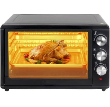 35L Electric Oven, 1500W Countertop Toaster Oven &ndash; Adjustable Thermostat &amp; Timer, 90-Min Timer, Rotisserie Maker Includes Fry Pan &amp; Wire Rack