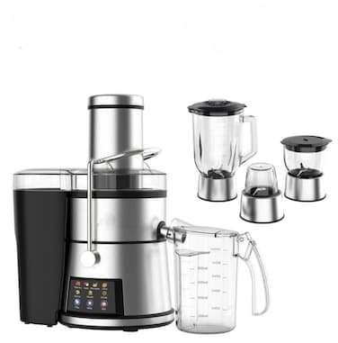 4 in 1 Heavy Duty Slow Juicer, Blender, Grinder &amp; Chopper &ndash; 85mm Wide Chute, Stainless Steel Blade &amp; Filter, 1.5L Glass Jar, Touch RMD Control, Overheat Protection