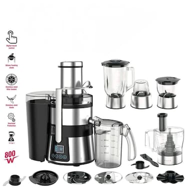 11 in 1 Centrifugal Slow Juicer, Blender, Coffee Grinder &amp; Chopper &ndash; Digital Touch Control, 85mm Wide Chute, Stainless Steel Blade, Overheat Protection, Multi-Blade Chopper