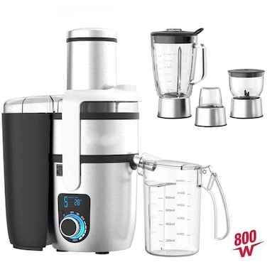 4 in 1 Centrifugal Slow Juicer &amp; Blender &ndash; 1.5L Capacity, 85mm Wide Chute, 800W Heavy-Duty Motor, Digital Display, Die Cast Aluminum Handle