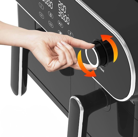 Dealio Dual Basket Digital Air Fryer – 5.5L Dual Capacity, Independently Controlled Chambers, 6 Cooking Programs, LED Display, Air Fry, Bake, Roast Broil, Reheat & Dehydrate & More Black