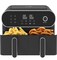 Dealio Dual Basket Digital Air Fryer – 5.5L Dual Capacity, Independently Controlled Chambers, 6 Cooking Programs, LED Display, Air Fry, Bake, Roast Broil, Reheat & Dehydrate & More Black
