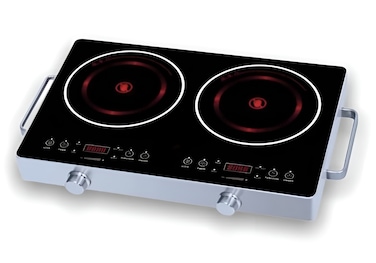 Double Infrared Electric Burner Stove High Efficiency Electric Hot Plate, 8 Power Levels, Digital Touch Control, Dual Heating Zones, Compact &amp; Portable Cooktop for Home &amp; Travel