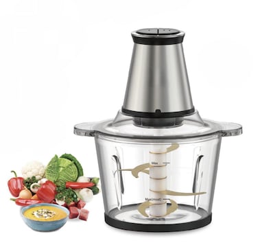 Electric Food Chopper Glass Bowl&ndash; 3L Large Capacity, Stainless Steel Blades, 2-Speed Control with Safety Switch, Powerful Food Processor for Vegetables, Meat &amp; Fruits