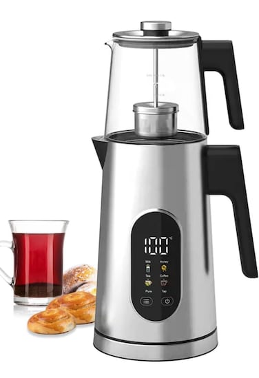 2 in 1 Electric Tea Maker and Kettle &ndash; 1500W Stainless Steel Electric Kettle, 1.7L Capacity, Fast Boiling, Auto Shut-Off, BPA-Free for Tea, Coffee &amp; Hot Water