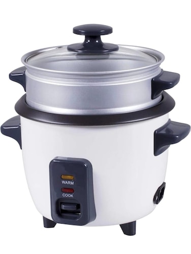 2.8L Rice Cooker with Steamer &ndash; Durable Metal Housing, Tempered Glass Lid, Non-Stick Interior, Auto Shut-Off, Keep Warm &amp; Cool Touch Body