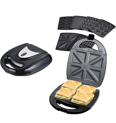 6 in 1 Sandwich Maker   Multi Snack Maker with Detachable Plates for Waffle, Donut, Grill, Biscuit, Sandwich Maker 4 Slice &amp; Nutty for Snacks, Breakfast &amp; Iftar
