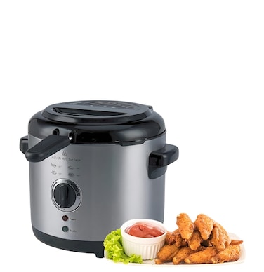 Deep Fryer with Non-Stick Oil Tank, Stainless Steel Body, Adjustable Thermostat, 1.5L, 1100W Power, Detachable Oil Tank &ndash; Ideal for Breakfast, Snacks, and Iftar