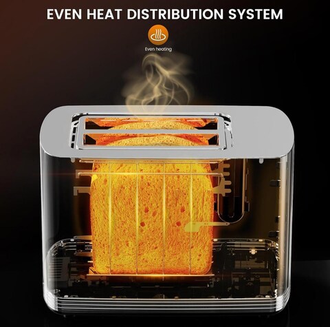 Dealio 2 Slice Bread Toaster with Stainless Steel Body and Digital Display with 7 Gradual Shade Level, Adjustable Browning Control, Quick & Even Toasting for Breakfast, Bagels & More