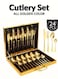 24-Piece Gold Tableware Set - 1010 Stainless Steel Knife Fork Spoon Dinnerware, Cross-Border Gift Box for Home &amp; Gatherings