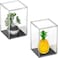 OGANAZI 2 Pack Clear Acrylic Stackable Display Boxes with Sliding Lid and Black Bottom