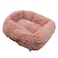 Grizzly Velor Round Plush Beige Pink Dog Bed Small - 50 x 15cm