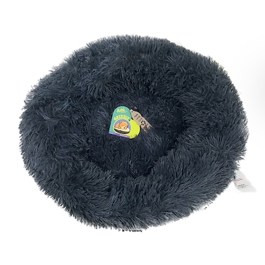 Grizzly Velor Round Plush Dark Grey Dog Bed  Small - 50 x 15cm