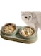 clines Cat Basic Food and Water Bowl Set,Raised Cat Bowl with Stand Stainless Steel, Tilted Cat Bowls Anti Vomiting, Double Cat Food and Water Bowl Set for Cats (Green)