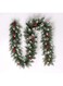 SINCHER Christmas Garlands 270CM, Artificial Christmas Tree Xmax tree 8.85ft Christmas Wreath Outdoor Xmas Garland Pine Garland with Red Berries Snow Pine Cones - Green Non-Lit Holiday Decor