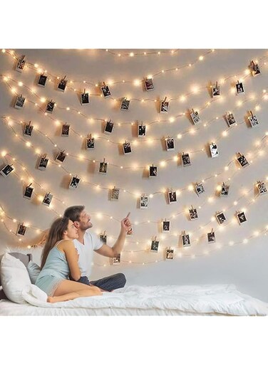 LOVE LOVE BELOVED Photo Clip String Light - 33Ft 100LED Fairy Lights with Clips for Pictures, Photo Light with 50 Clear Clips for Bedroom Christmas Wedding D&eacute;cor