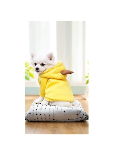 Sweet seven Pet Halloween Cosplay Hoodie - Cute Carrot Shape Warm Jacket for Dogs and Cats, Pet Cold Weather Sweatshirt in Yellow (Large)