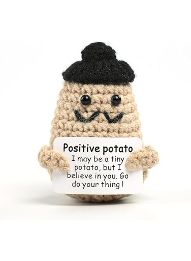 KASTWAVE Funny Positive Potato Crochet Dolls, Mini Cute Funny Positive Life Potato, 3inch Knitted Wool Crochet Potato Doll with Positive Cards, Gift Home Decor Funny Gifts for Boy Girl