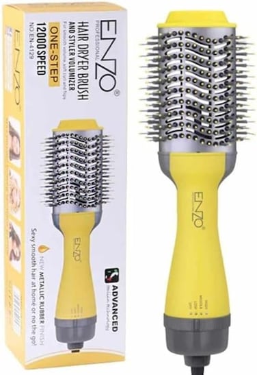 PrecisionWare Enzo EN-4129 One-Step Hair Dryer &amp; Volumizer Brush, 2-In-1 Hot Air Styler With Round Brush &amp; Ionic Technology   Adjustable Heat Settings   Lightweight &amp; Ergonomic, Intl Version