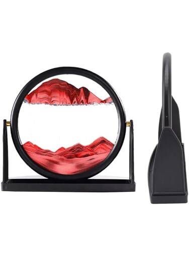 VITION Moving Sand Art Picture Sandscapes in Motion Round Glass 3D Deep Sea Sand Art for Adult Kid Desktop Art Toys Home Decor (25cm, Red)