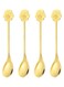 pcs Coffee Spoons, Rose Tea Spoons Stainless Steel Teaspoons Small Cute for Stirring Espresso Coffee Dessert Flatware Tea Party, Gold