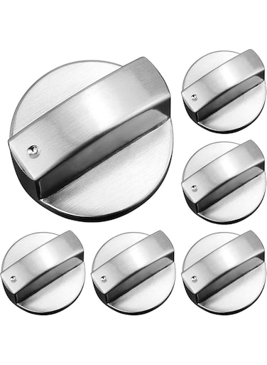 Gas Stove Knob, Universal Cooker Replacement Knobs, 6 Pcs Stainless Steel Metal Material 6mm D-Shaped Moisture Proof No Deformation Sturdy Practical Tools, Suitable for Home And Restaurant Kitchen Etc