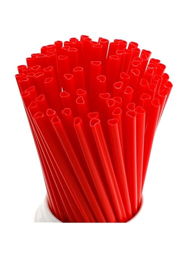 Neestth 100 Pcs Heart Shaped Pink plastic Straws Disposable Drinking Cute Straw Juice Drink Milk Tea Straw for Valentines Birthday Party Family Reunion Wedding