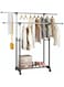 MOTIM Telescopic Clothes Hanger Rack, Multifunctional Clothes Hanger with Shoe Rack Easy Installation Oversized Storage Space Rolling Hanger (Type 2)