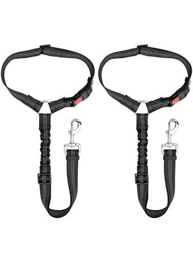 2 Packs Dog Cat Safety Seat Belt Strap Car Headrest Restraint Adjustable Puppy Safety Seat Belt Reflective Elastic Bungee Connect Dog Harness in Vehicle Travel Daily Use