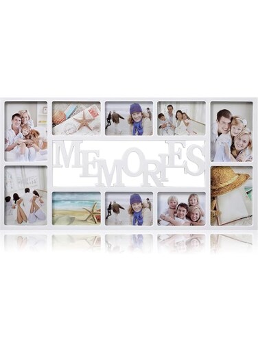 Multi Collage Picture Frame, 71 x 36 x 3 cm, Holds 6 x 6 inches x 4, 4 x 5 inches x 7 Photos, Polystyrene Front Sheet, White