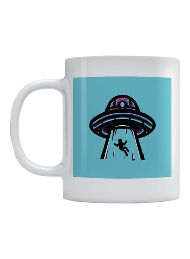 Spacecraft Printed Coffee Mug White/Blue/Black 350ml