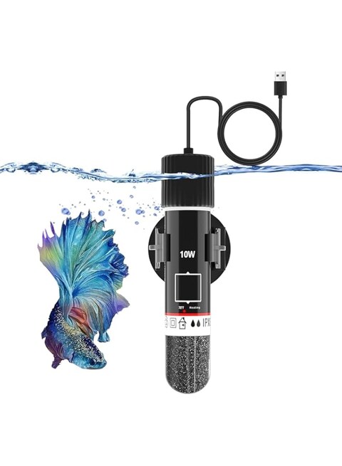 LBOYLOVE&reg; Mini Heater,10W Fish Tank Heater ，Aquarium Accessories Constant Temperature Aquarium Heater Mini Tank Heating Rod Mini Aquarium Heater with Digital Display Thermostat, USB Powered