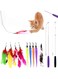 BonGu Cat Toys, 2PCS Retractable Cat Feather Toys, 9PCS Replacement Teaser Refill, Funny Cat Fishing Pole Toy Interactive Kitten Toys for Indoor Cat Chase Make Exercise