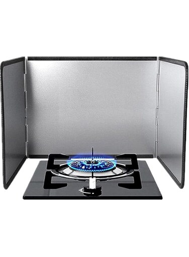 TOMVAES Kitchen Oil Splatter Guard, 3 Sides Stainless Steel Anti Splatter Shield Guard Nonstick Oil Splash Insulation Board for Frying/Cooking/Stove Top (Style A)