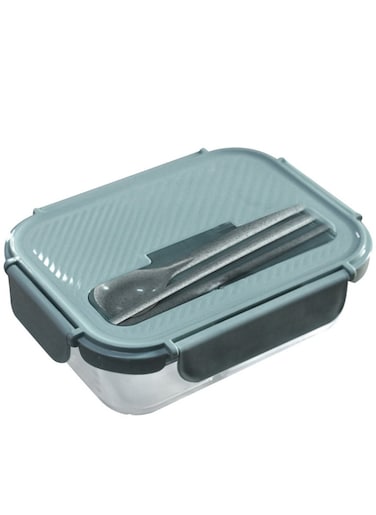 Glass Food Storage Containers with Lid Airtight Glass Bento Lunch Box Microwave Oven Freezer Dishwasher Safe Snack Container (1-Grid)