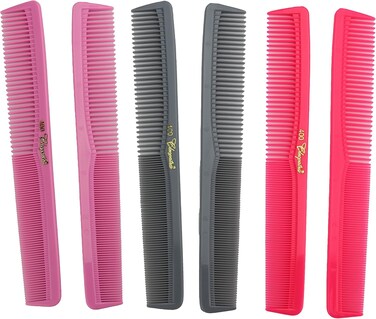 Krest Cleopatra 7in All Purpose Barber Cutting Comb - Deep Pink, Pack Of 6