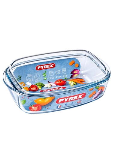 Pyrex Essential Casseroles Rectangular 4.6L - Versatile Borosilicate Glass Dish for Baking, Roasting, and Serving