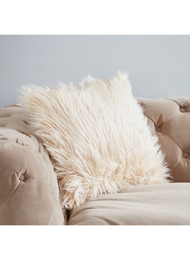 Sheep Skin cushion Polyester Beige 45x45x10cm