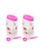 Plastic Food Storage Containers with Spoon for Kitchen Barni 2 Pc Set Pink 2000ml