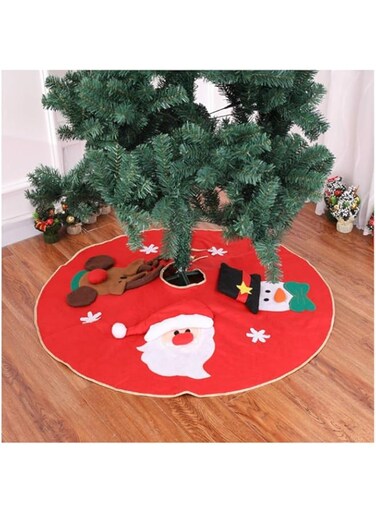 GYQJS Christmas Tree Skirts, Double-layer non-woven Xmas Tree Skirt Red Embroidered Christmas Tree Decoration for Family Party Showcase