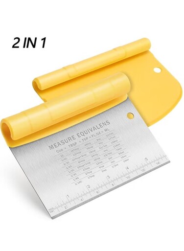 Bench Scraper Kitchen Cutter for Baking and Scraper Tool Kitchen Multi-Purpose Kitchen Gadgets, Yellow 15 x 11cm