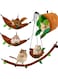 TERRIFI 5 Pcs Hamster Hammock Set, Forest Pattern Hanging Bed, Leaf Tunnel and Swing, Cage Accessories for Small Animals, Sugar Glider, Squirrel, Hamster Playing and Sleeping