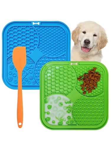 X spring Dog Lick Mat, 2 Pack Dog Slow Feeder Licking Mat, Lick Pad with Strong Suction Cup, Lcking Pad for Dogs Anxiety Relief, Boredom Reducer